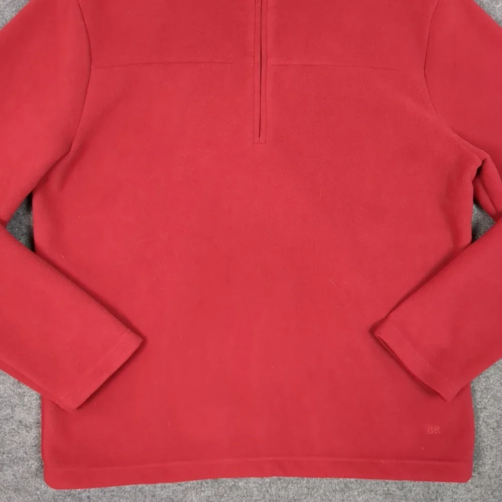 Banana‎ Republic Mens Red Fleece Quarter Zip Pullover Sweater Mock Neck Size M